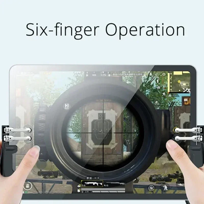 H11 Mobie Controller PUBG Aim Shooting L1 R1 6 Finger Game Trigger Handle Button for Ipad Universal Tablet Gamepad Joystick Grip