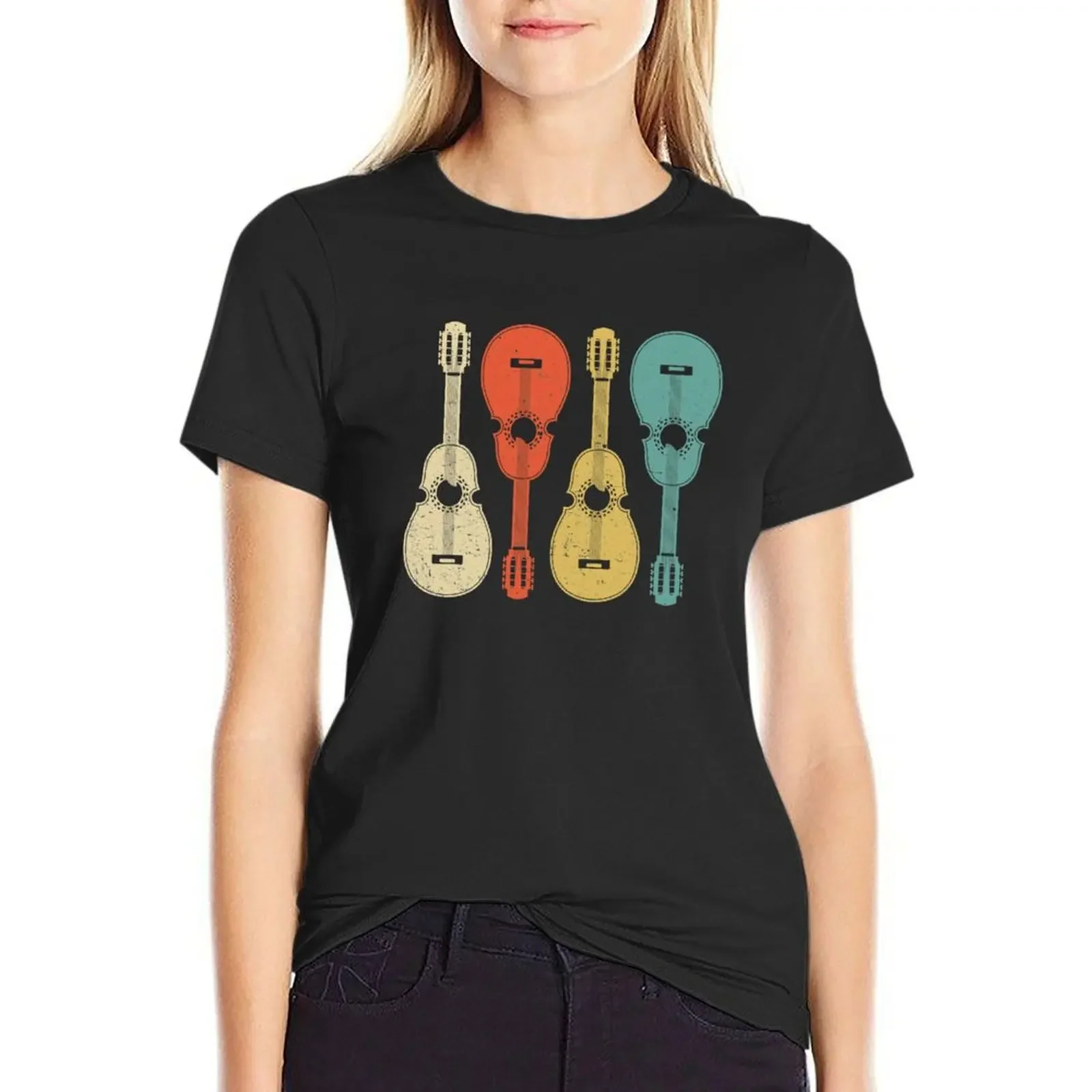 

Cuatro De Puerto Rico Vintage Music Instruments T-Shirt summer tops cute tops Short sleeve tee vintage clothes tops Women