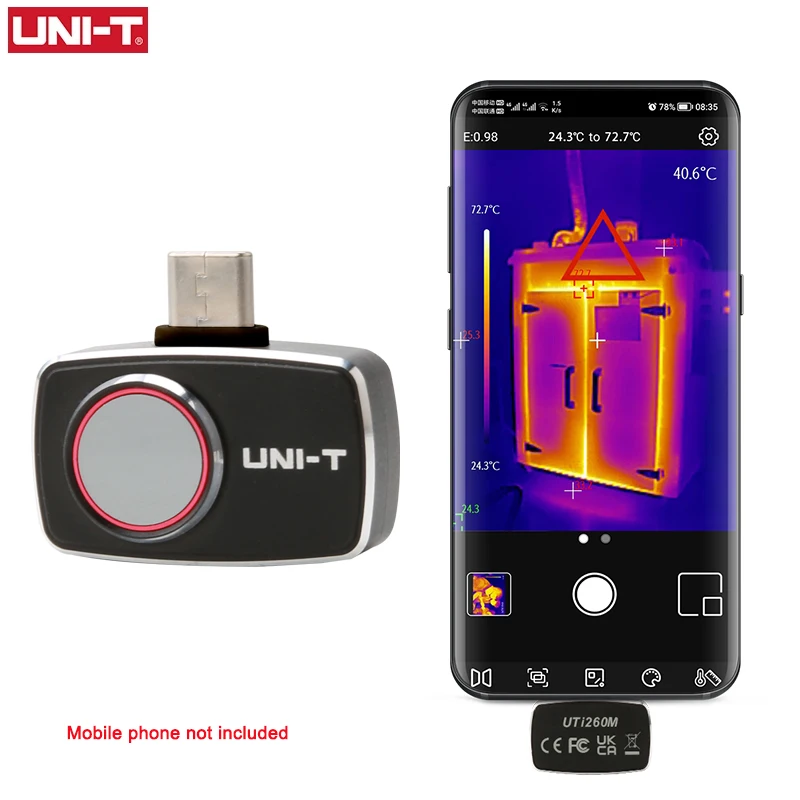 UNI-T Type-C الأشعة تحت الحمراء التصوير UTi256M UTi260M كاميرا حرارية 256x192 الهاتف المحمول PCB دائرة محرك HVAC فقدان الحرارة التفتيش