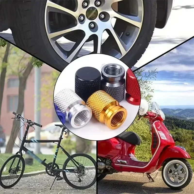 Tire Valve Stem Caps, Anodized Aluminum Wheel Valve Covers Accessories, Universal For Cars, SUVs, Bikes, Trucks And Motorcycles