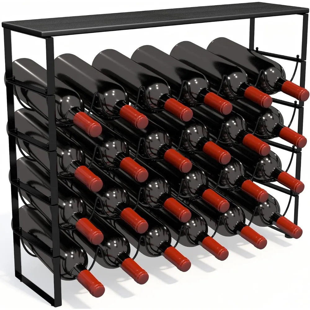 

Stackable 5-Level Floor Wine Rack for 24 Bottles, Freestanding Storage Solution for Cabinets or Pantries