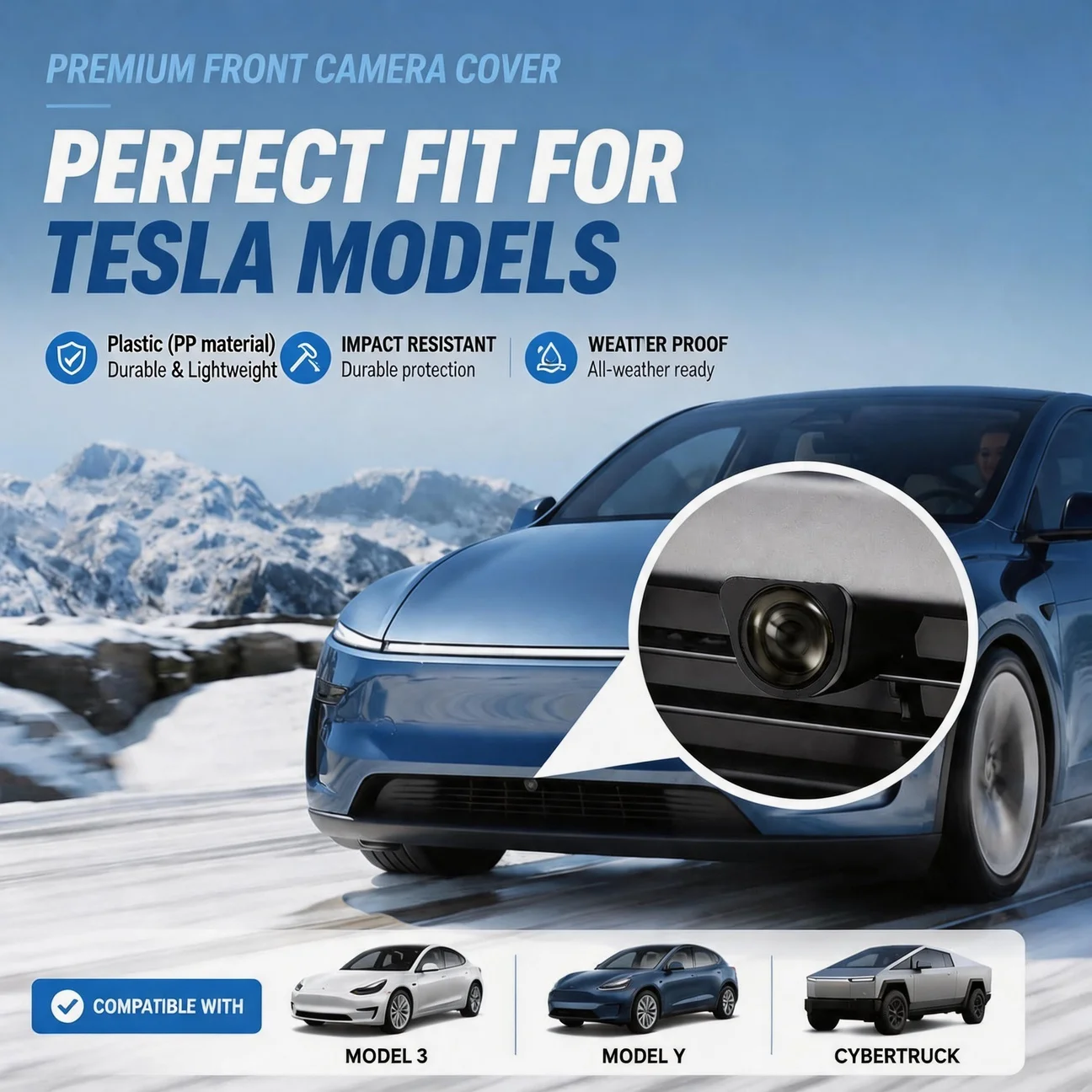 Frontkamera-Objektivschutz für Tesla Model 3 Highland/Y Juniper/YL 2025-2026 PP-Material Auto-Kamera-Objektivschutzabdeckung – Detail 2
