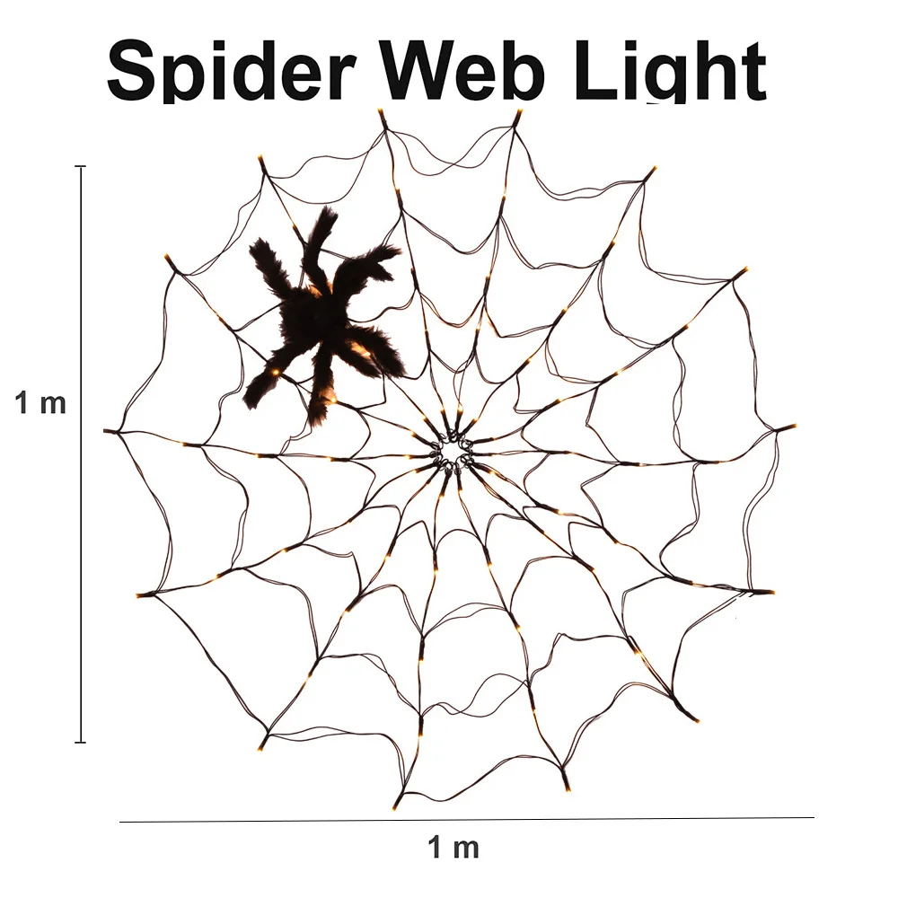 Solar Spider Web Lights Halloween Decoration Light Waterproof Purple Spider Net Lights 8 Modes Halloween Window Party Yard Decor