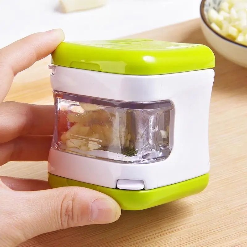 [MOA]2in1 Mini Garlic Press Chopper Manual Garlic Mincer Slicers Grater With Storage Box Kitchen Fruit Vegetable Toolsols[MOA]