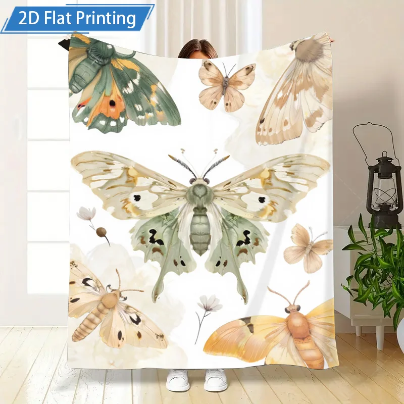 1 قطعة بطانية الفانيلا فراشة حديقة طباعة بطانية الصوف الناعمة لديكور المنزل المريح #5