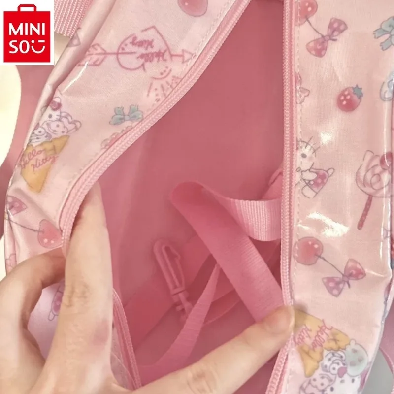 MINISO-bolsa de viaje de gran capacidad para mujer, bolso de béisbol de Hello Kitty de alta calidad, impermeable y resistente al desgaste, novedad de 2024