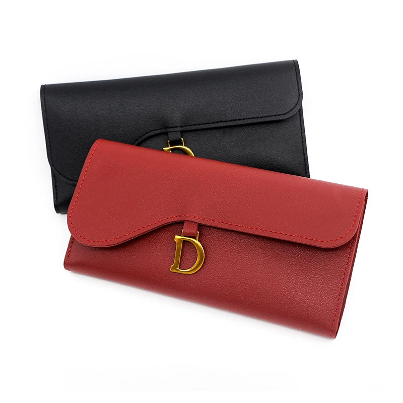 LAYRUSSI Simple Long Money Wallet Student Clutch Women Solid Color Multi-function Purse Multi-card Holder Pocket Buckle Card Bag