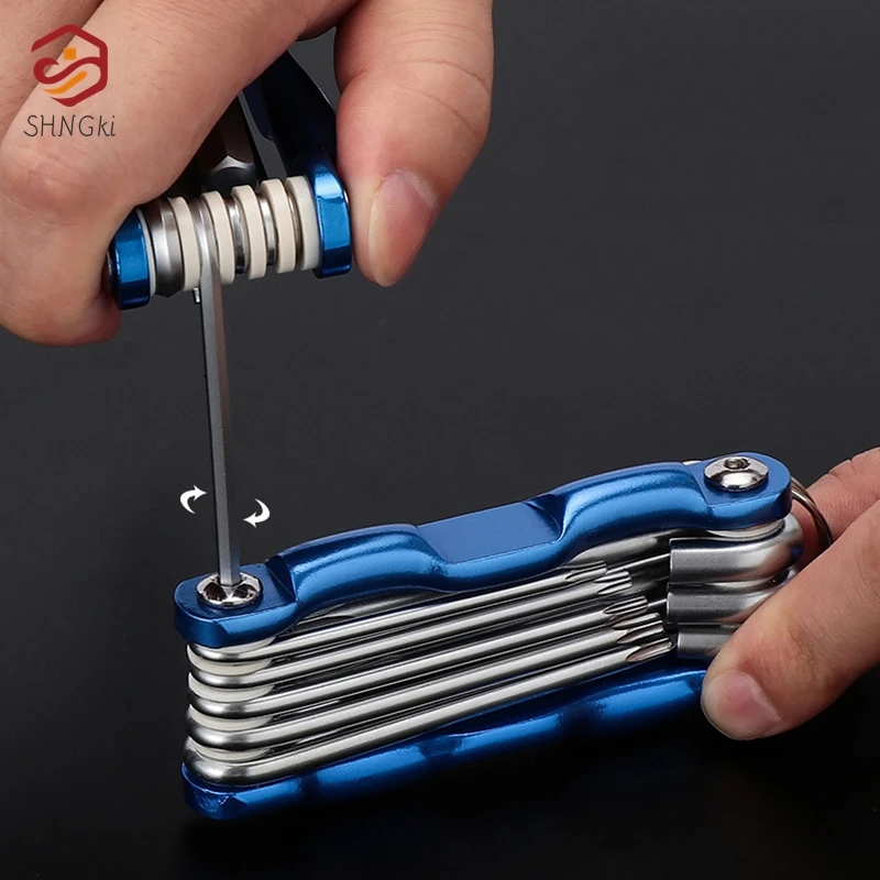 Folding Hex Wrench Metal Metric Allen Wrench Set Hexagonal Screwdriver Hex Key Wrenches Allen Keys Hand Tool Portable Set