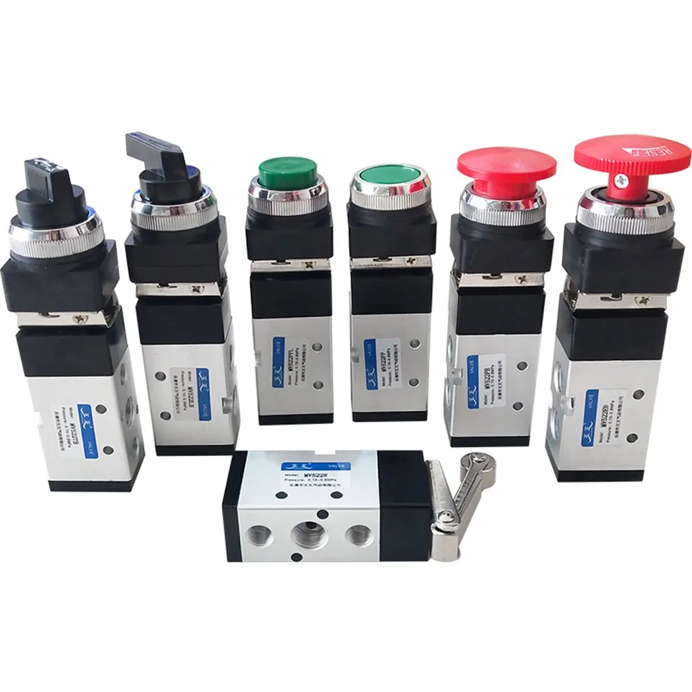 1PCS 5 Way Pneumatic Mechanical Valve Direct Action Selector Knob 1/4
