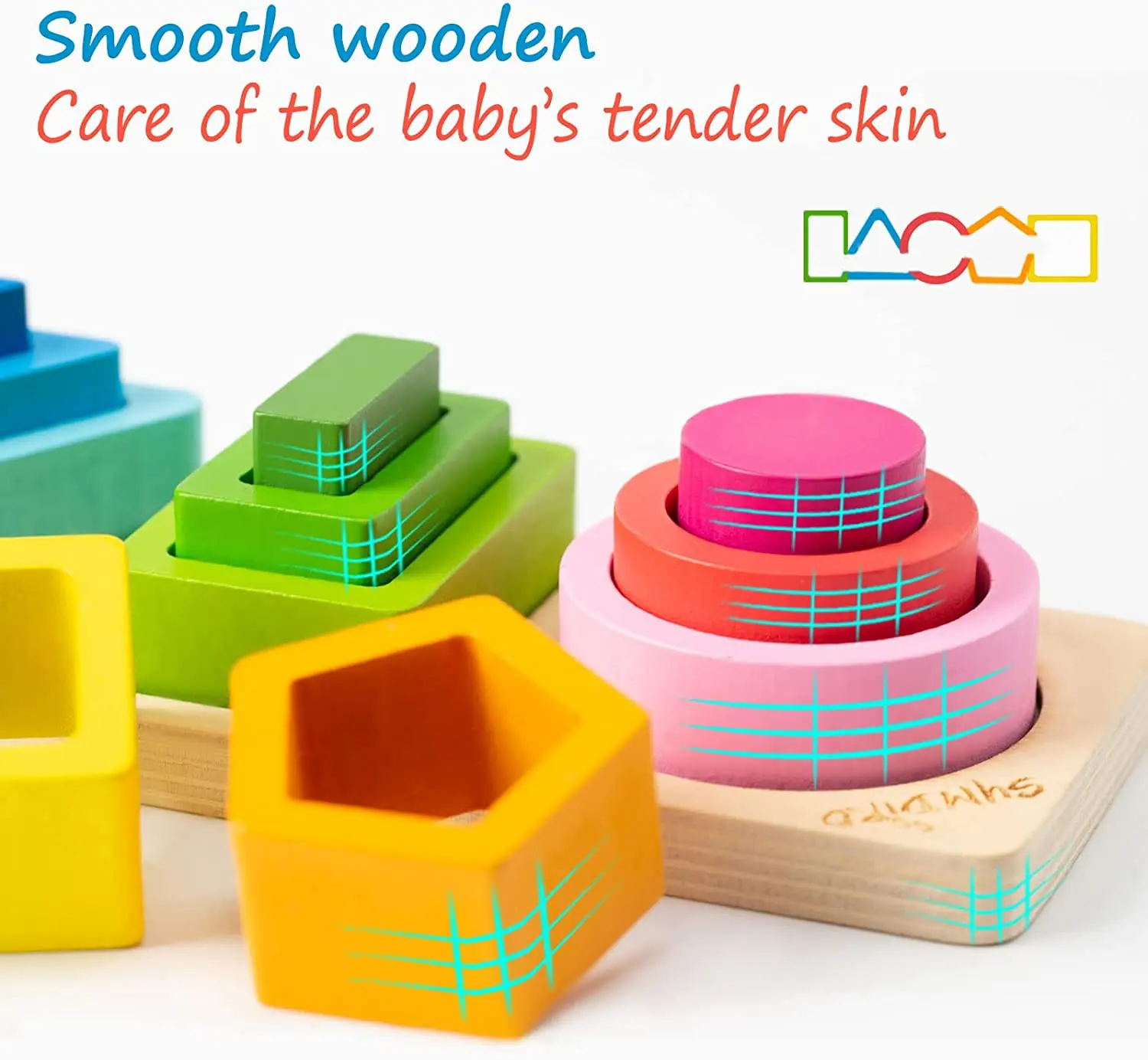 Montessori Wood Toys for Kids Wooden Sorting Stacking Toys for Baby Toddlers Educational Shape Color Sorter Preschool Kids Gifts