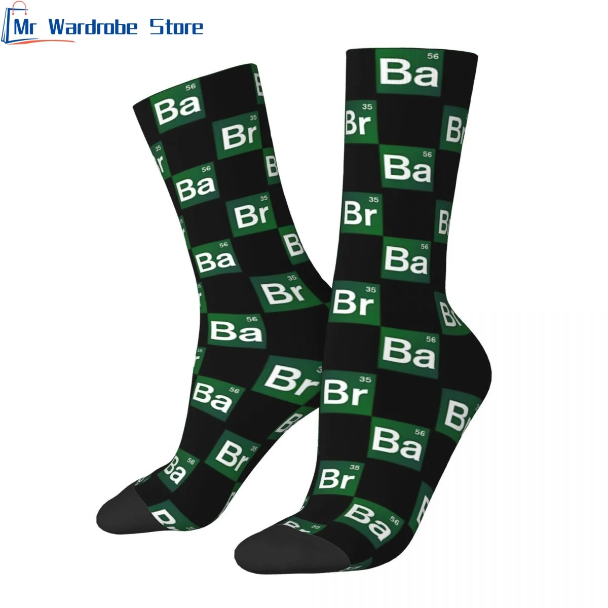 Breaking Bad Elements Mens Crew Socks Unisex Breathable Cute Funny 3D Printing Dress Socks Spring Summer Autumn Winter