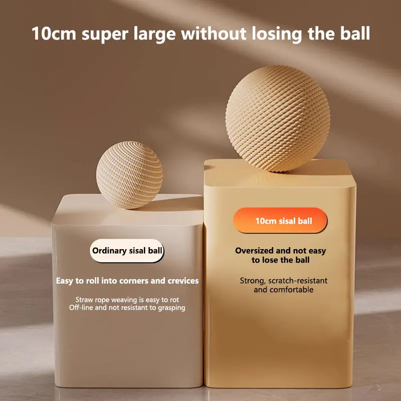 Interactive Sisal Cat Scratching Ball Toy For Kitten Teeth Cleaning Anti Bite Pet Supplies Sounding Toy 10CM  Super Big Cat Ball - view 4