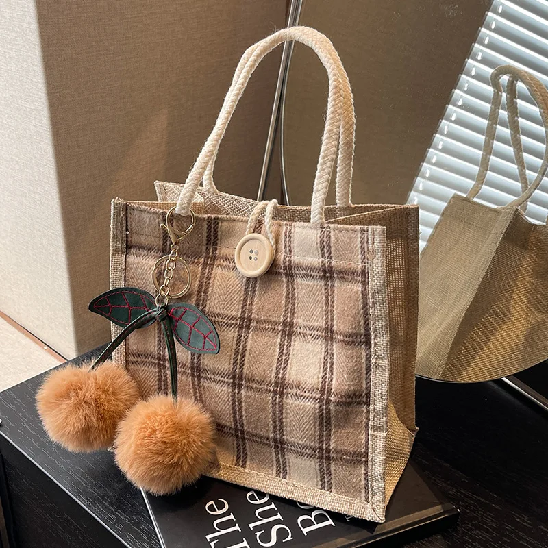 Large Capacity Canvas Linen Handbag Stylish  Single Shoulder Bag Commuter Universal Trendy Tote Bag Women's Hobo Bag