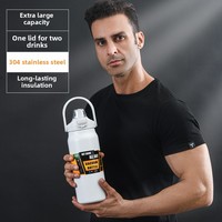 1500ml Thermal Portable Outdoor Thermos Mug Vacuum Flasks 304 Stainless Steel Tumbler Cold and Hot Sport Water Bottle with Straw