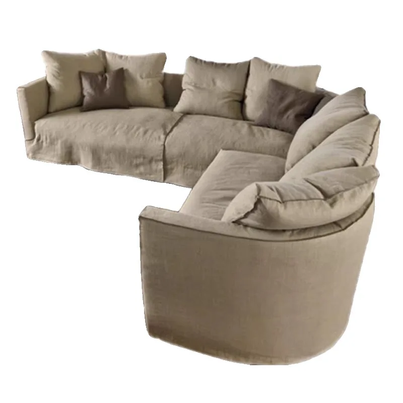 

Nordic modern wabi-sabi style linen sofa, homestay home down cotton fabric, sofa removable and washable