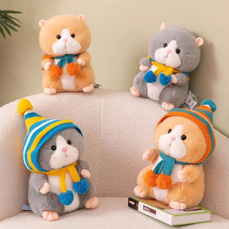 Alta qualidade com capuz hamster dourado plushie recheado likfelike cabelo fofo peluche simulado hamster animais para crianças brinquedo de pelúcia