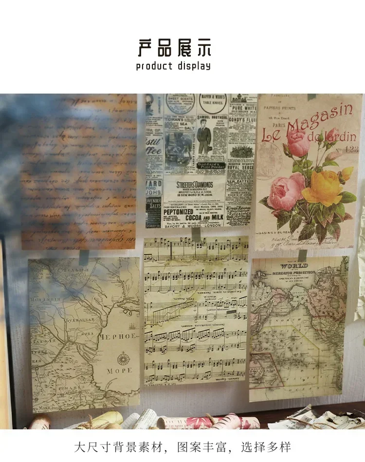 30 Blatt klassische Retro-Buchstaben, Karten, Rosen, literarisches Scrapbooking, Junk-Journal, dekorative Decoupage-Papiercollage – Detail 9