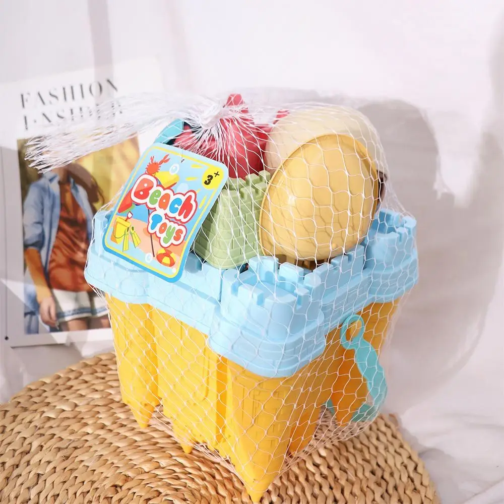 Jouets d'été plage sable jouets ensemble jaune plage accessoires château sable moule jouet créatif amusant château seau jouer sable ensemble plage