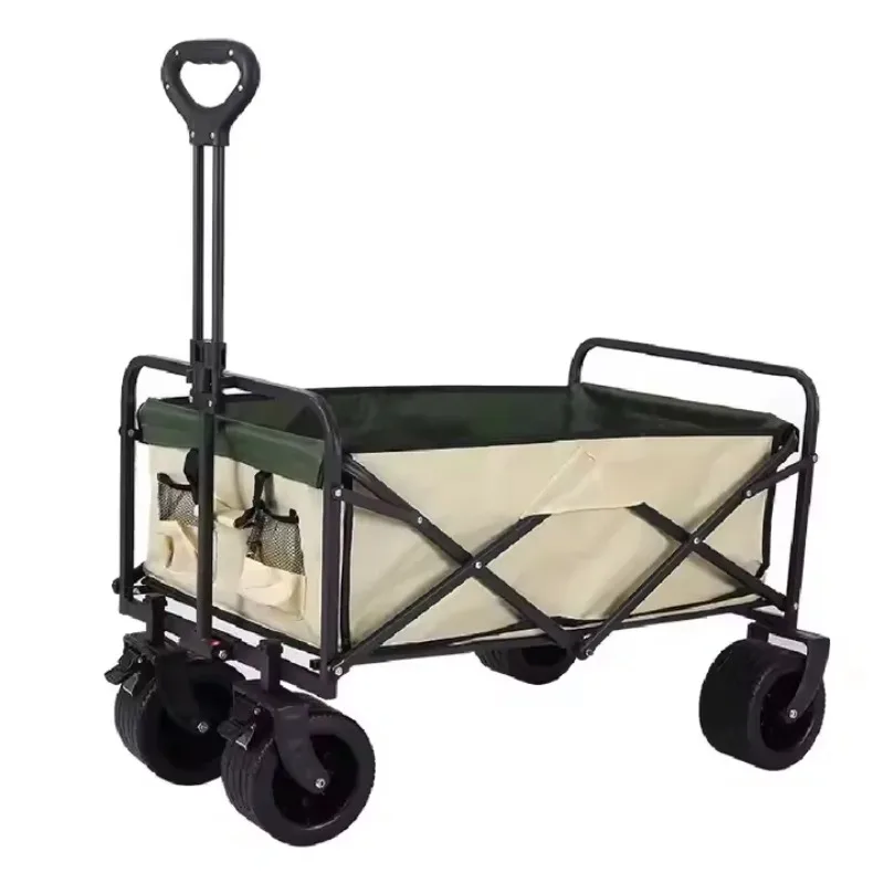 Large Capacity Outdoor Camping Folding Cart Enclosed Structure Hand-Pulled Picnic Trailer for Travel Tent OEM Customized Support