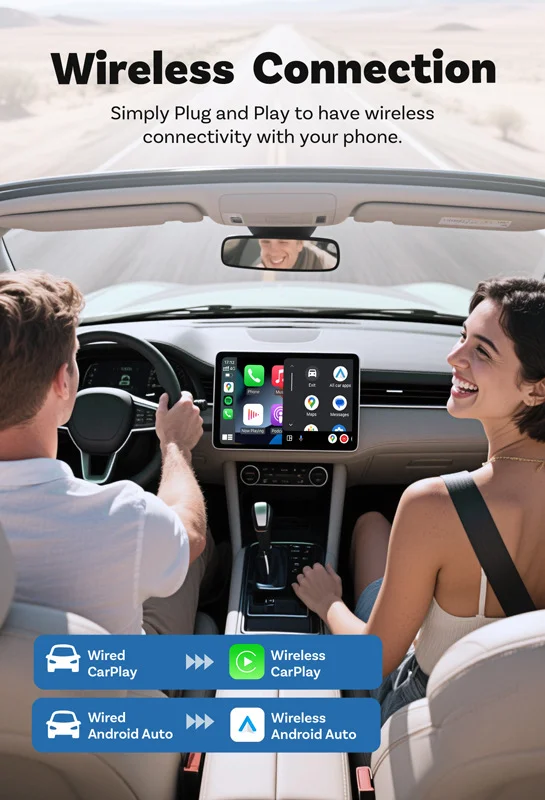 OTTOCAST CarPlay Box | Wired to Wireless Connection for Apple CarPlay & Android Auto, Plug & Play, WiFi 6, Bluetooth 5.4