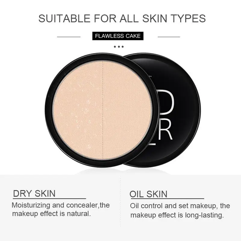 New Face Pressed Powder Cosmetics Long Lasting Oil Control Brightening Makeup Powder Palette Beauty Long Lasting Makeup Effect