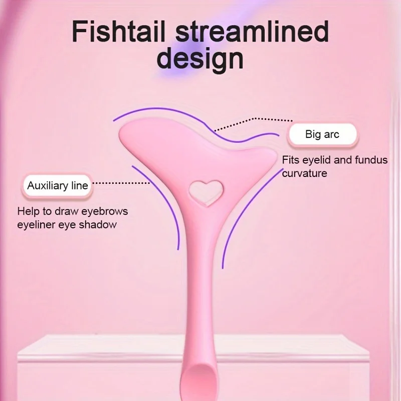 1pc Pink Silicone Makeup Stencil Tool  Multi-Functional Eyeliner Lipstick Guide  Heart-Shaped Winged Eyeliner Template  Eas