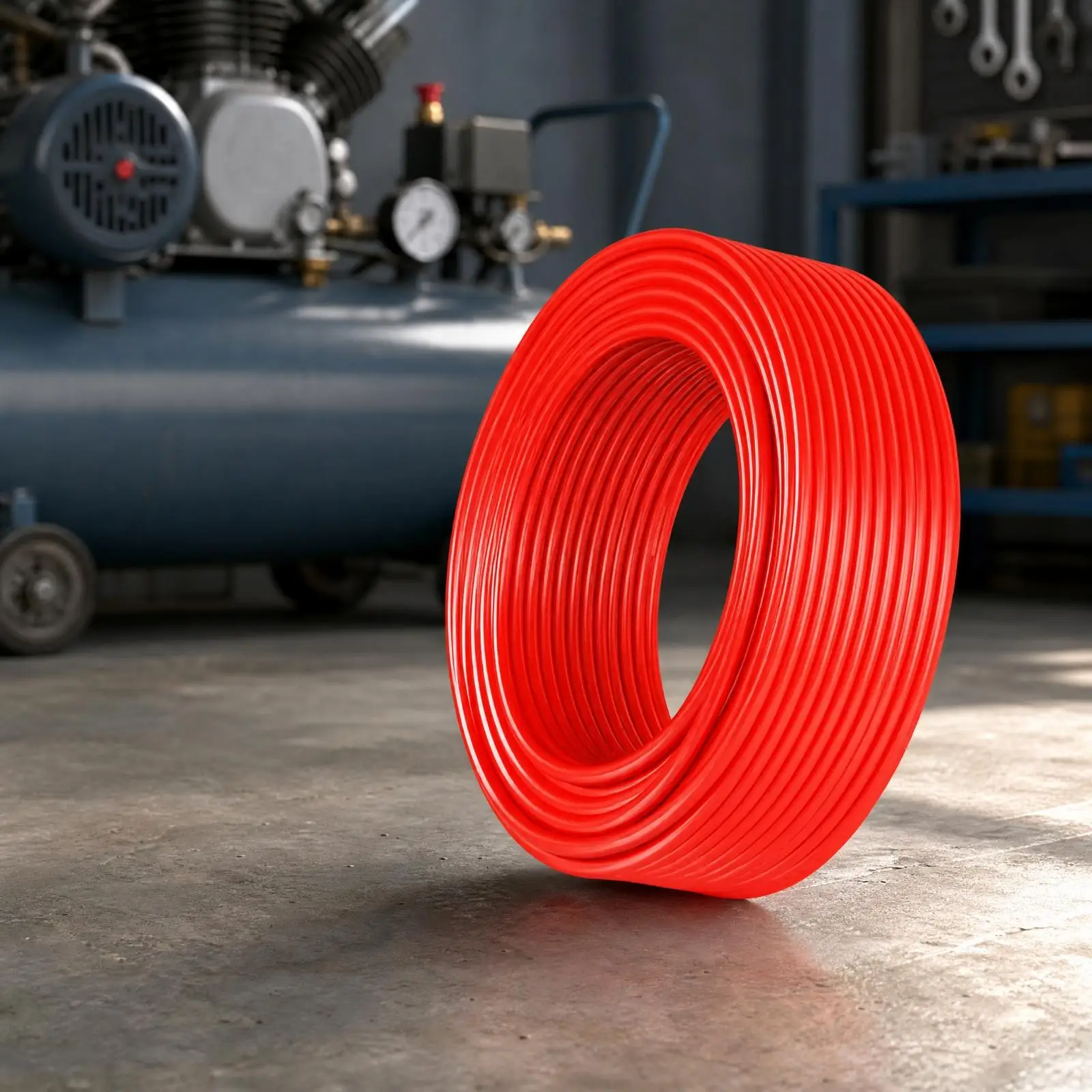 Red PU Air Compressor Tube 50m Coil Flexible Pneumatic Hose for Compressor Pump Hose Industrial Use