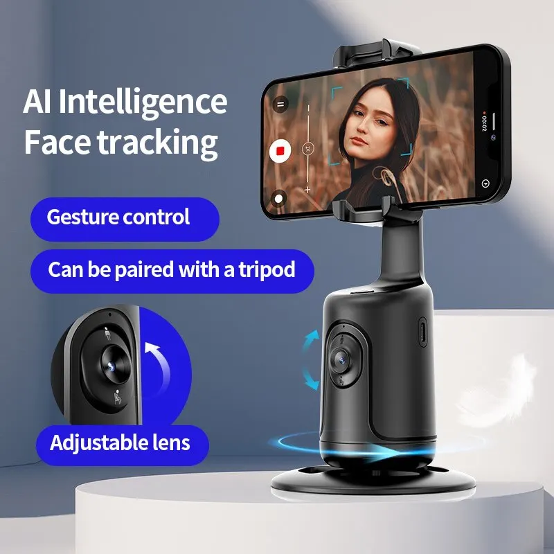 Gimbals inteligentes para telefone ao vivo, mini selfie vara, rastreamento automático, tiro, rotação de 360 graus, siga inteligente, ai, novo