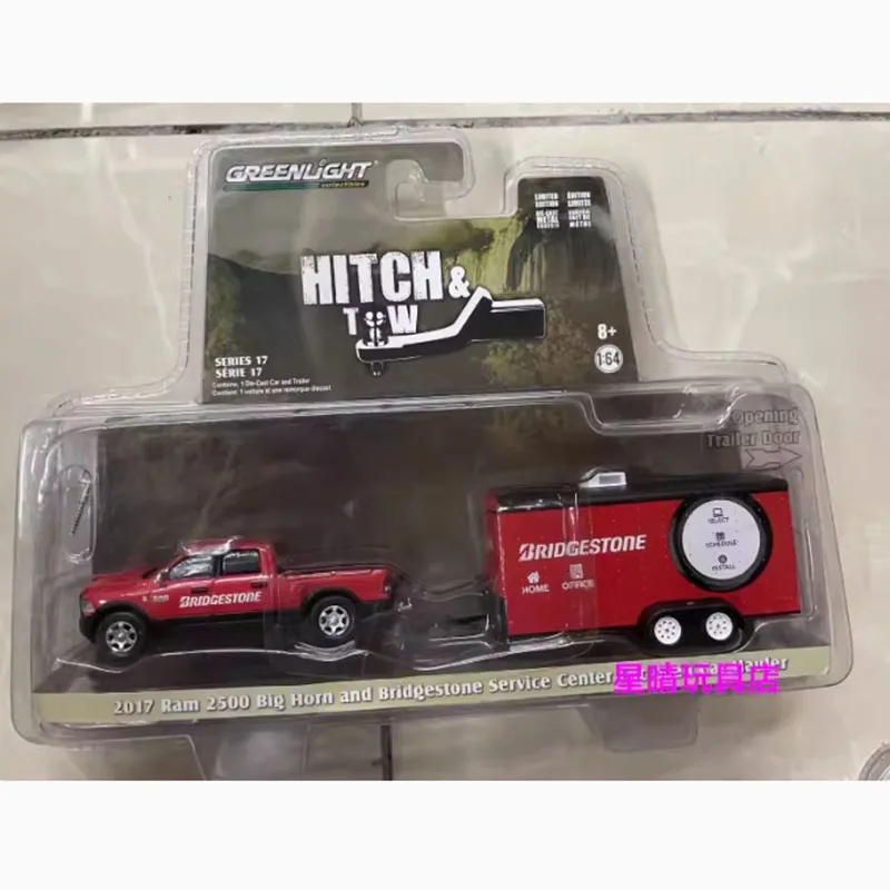 GreenLight 1/64 Ford F-100 F-150/Silverado/2017 Ram 2500/2014 Ram 1500/T2 Flatbed Traller Alloy Car Model Holiday Gifts Toys