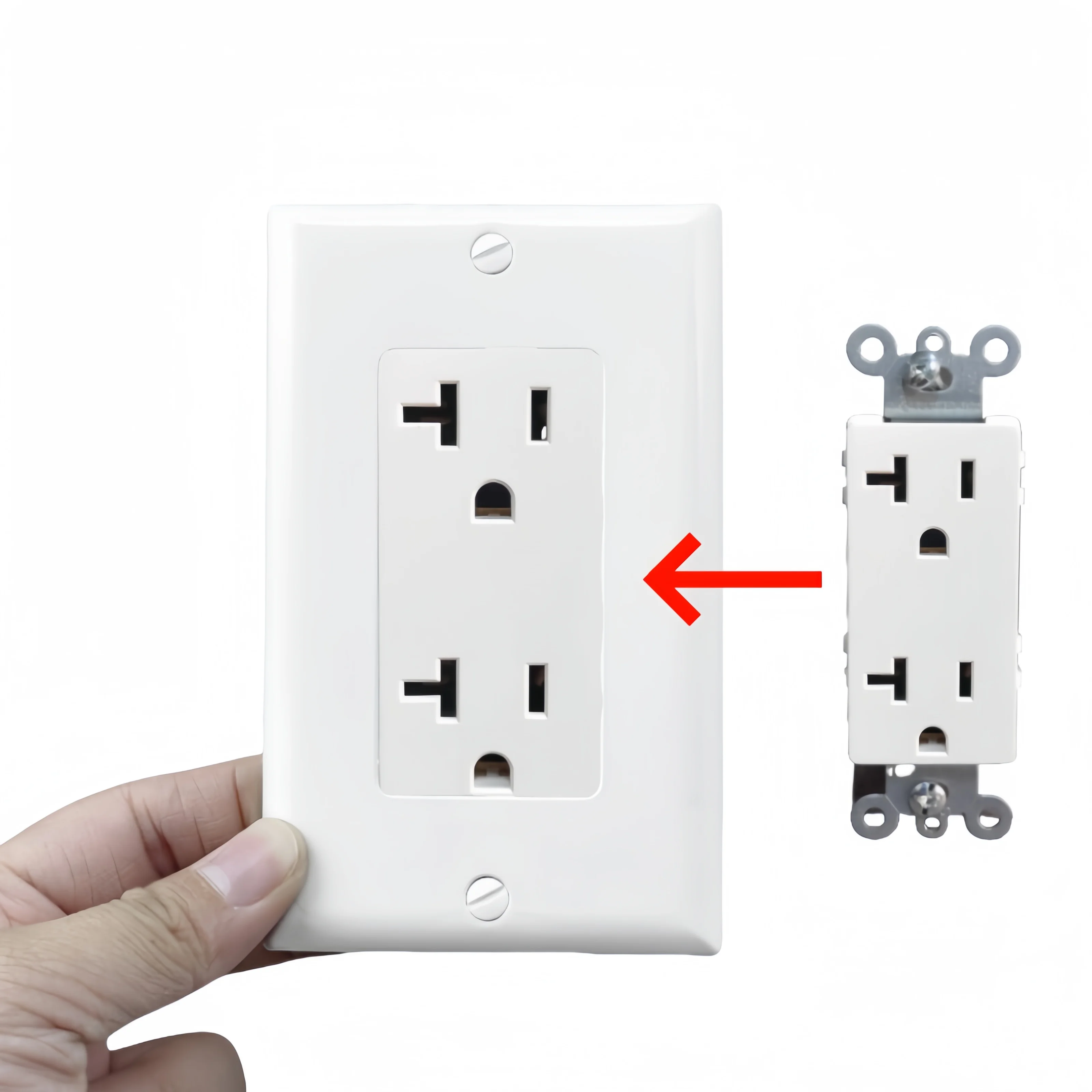 Stopkontak Listrik Dupleks Pelat Dinding Wadah Listrik Plug-In Modern Dengan Lampu Malam LED - Sensor Nyala/Mati Otomatis