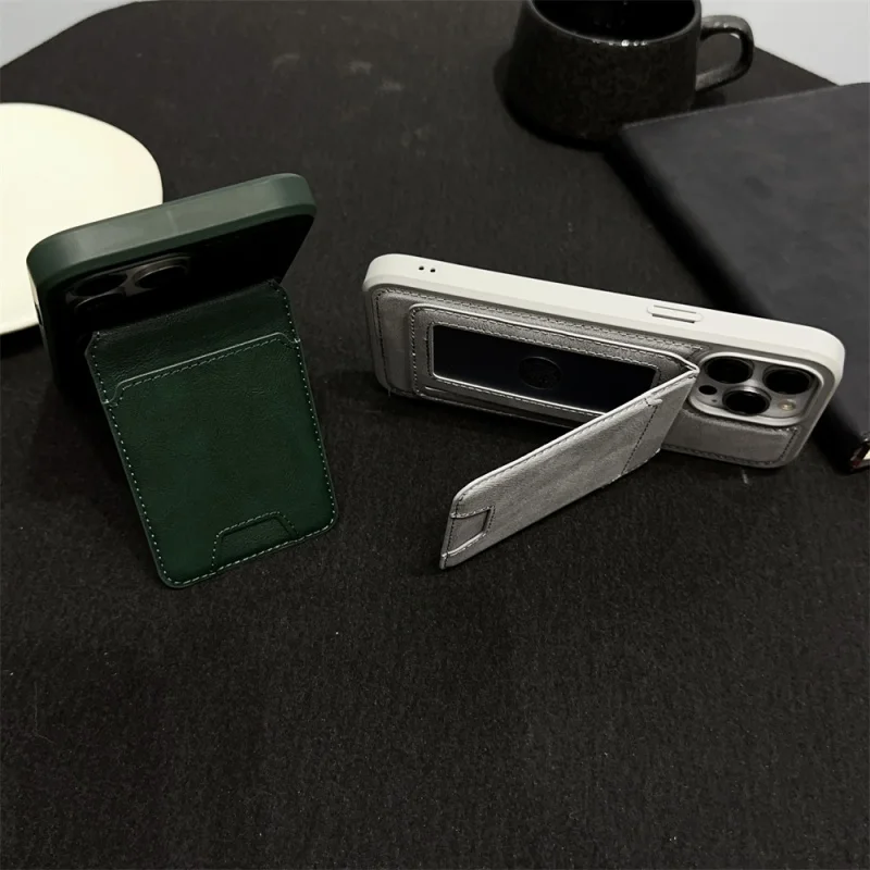 For iPhone 11 12 13 14 15 Pro Max Magnetic Adsorption Detachable Wallet Invisible Stand Wireless Charge Seismic Phone Case