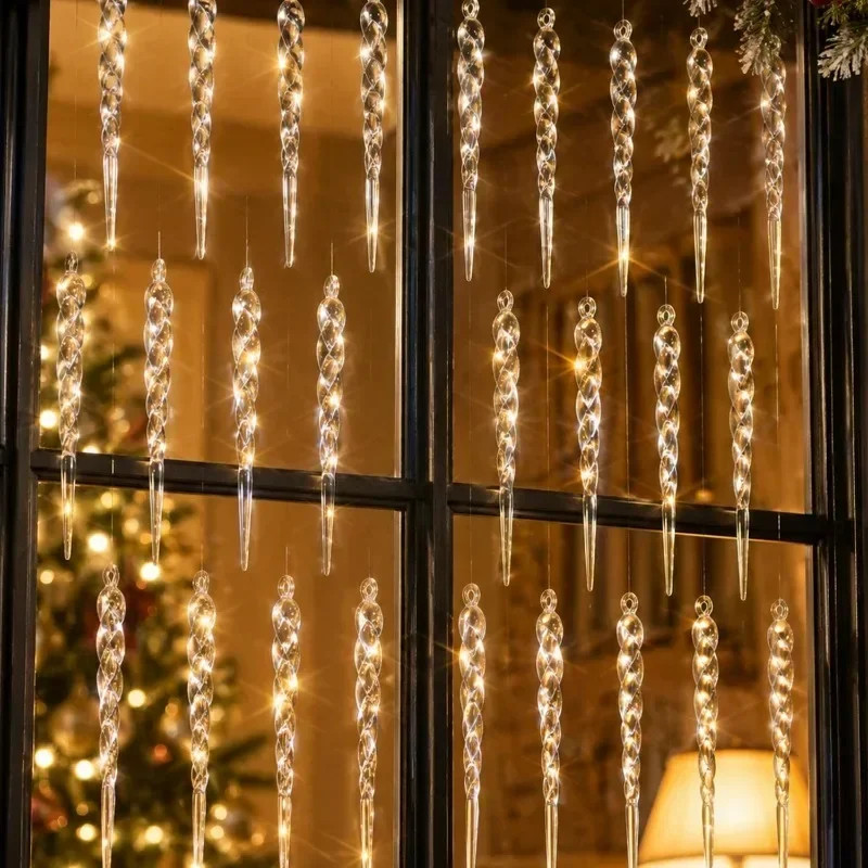 Transparente Acryl-Eiszapfen-Ornamente für Weihnachtsdekoration Kristall-Hängeanhänger Eiszapfen-Tropfen Weihnachtsbaum Hochzeits-Party-Zubehör – Detail 8