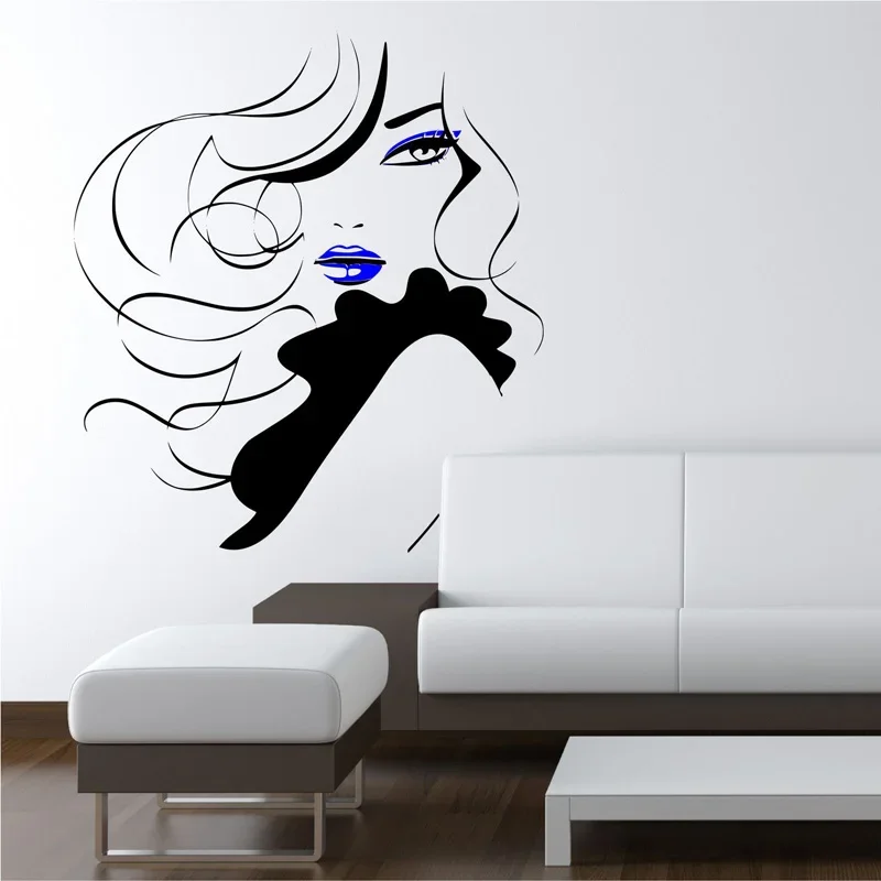 Pin Up Girl Women Modern Hair Salon Wall Sticker Vinyl interior decoration room Beauty Salon Decal removable Mural Transfer F796