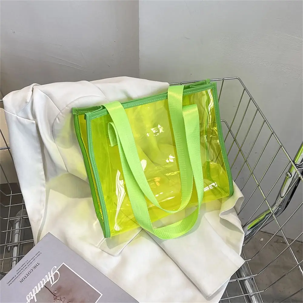 Clear Transparent Tote Bag Leisure PVC Jelly Large Capacity Shoulder Bag Waterproof Handbags Summer