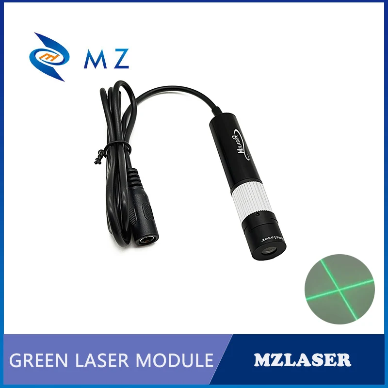 Laser Diode Module Green Cross Adjustable Focusing D16mm 520nm 50/100mW 110 Degrees Glass Lens With Bracket+Power Supply