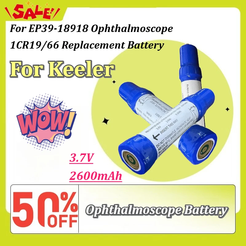 

New 3.7V 2600mAh 9.36Wh Rechargeable Li-ion Battery Pack for Keeler EP39-18918 Ophthalmoscope 1CR19/66 Replacement Battery