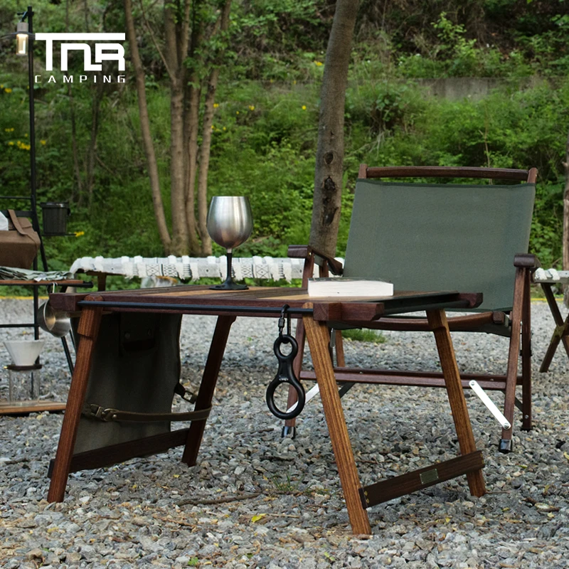 

TNR Outdoor Portable Folding table Extendable Solid Wood Table Outdoor Camping Table BBQ Picnic Table for Outdoor Furniture