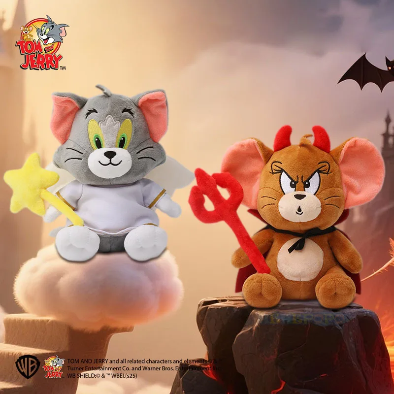 Neues 20 cm großes Tom- und Jerry-Plüschtier, Teufels- und Engelsserie für Halloween-Geschenk, Stofftier für Kinder und Fans, Weihnachtsgeschenk