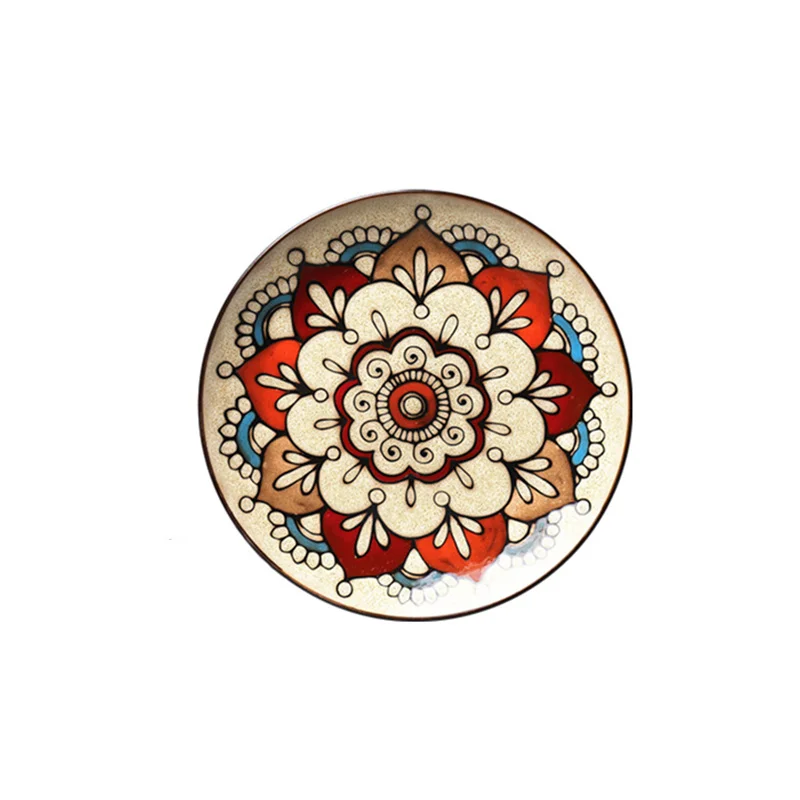 Creative ceramic dishes dishes domestic tableware steak dishes round flat western dishes hand-painted European