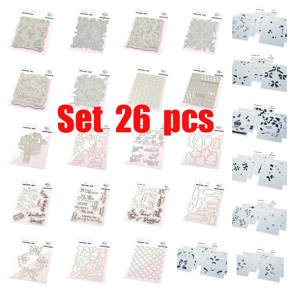 

Pink Fresh Swan Reverie Metal Cutting Dies Stamps Hot Foil and Stencils for DIY Scrapbook Handmade Photo Album November 2025 New