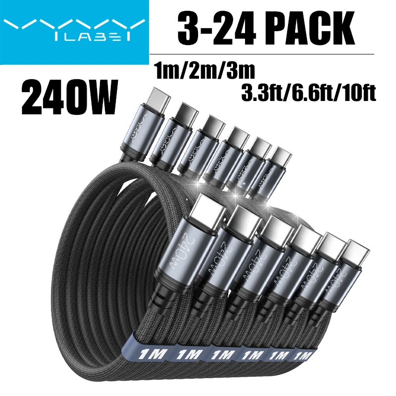 

Кабель для быстрой зарядки VYVYLABS 240W Type-C на Type-C, черный, для iPhone 17/17 Air/Pro Max/16/15 Pro Max
