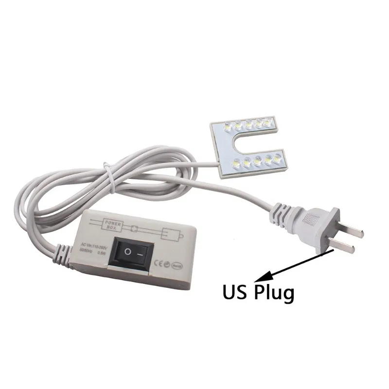 Eu/Us Plug Naaimachine Licht 10 Leds U Vorm Industriële Verlichting Lamp Magnetische Werklampen Voor Boorpersen Werkbanken