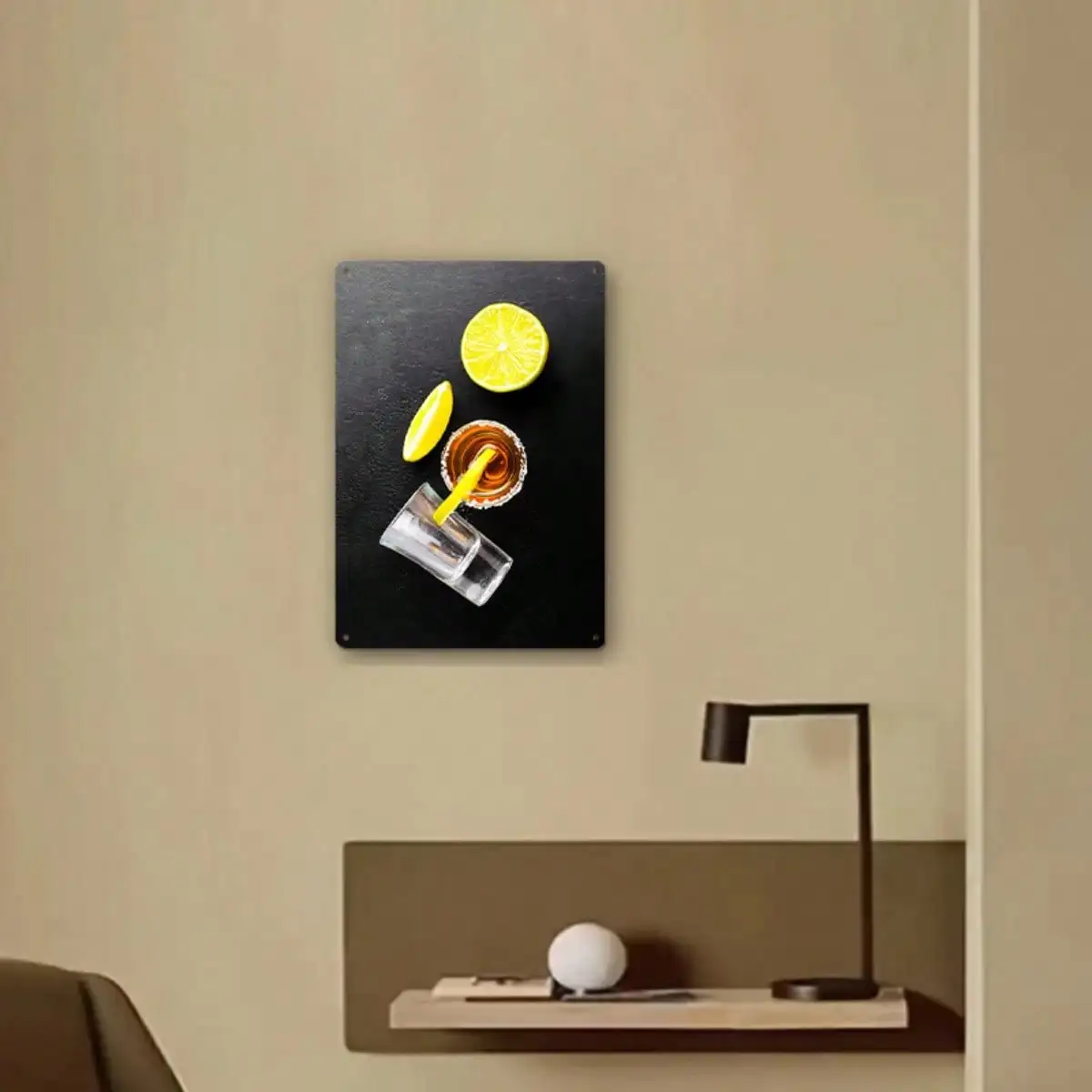 1PC Lemon Honey Drink Tin Sign - Bar/Kitchen Wall Decor, Vibrant Metal Art, 8x12 Inches/20x30 Cm