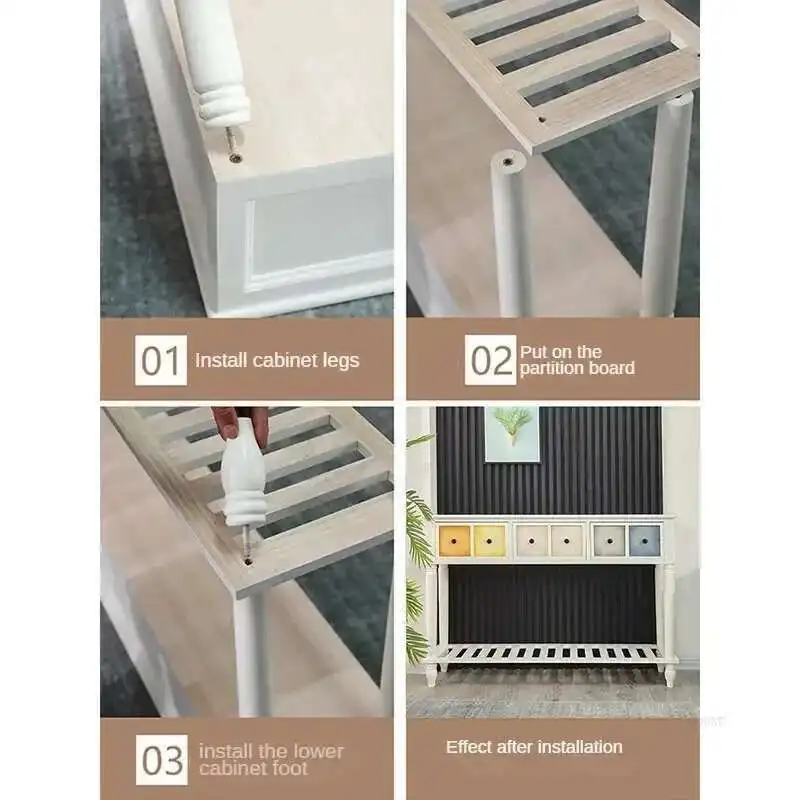 

American Rectangular Console Table Creative Picture Console Tables for Balcony for Living Room Poplar Partition Storage Tables