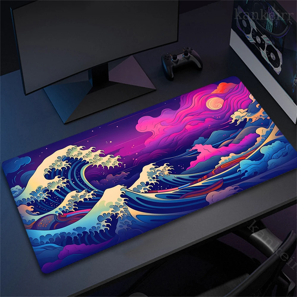 Large Mousepad Japan Great Wave Mousepads Keyboard Mat Deskpad Pc HD Deskmat Company Mouse Pad Color Non-slip Mouse Mat 90x40cm