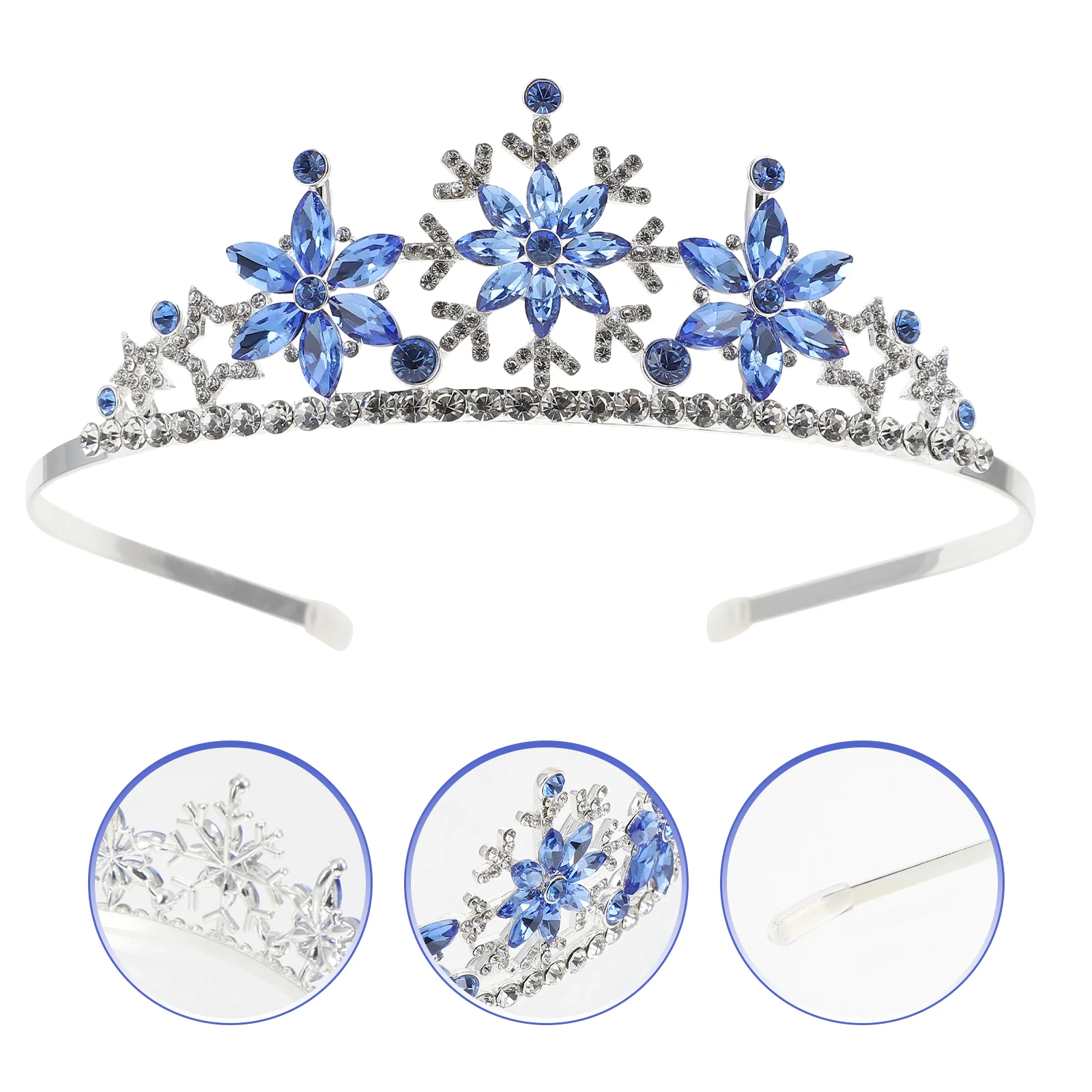 Diadema de corona para niños, tocado delicado para niños, cumpleaños, Navidad, copo de nieve, decoración para el cabello, diadema de aleación