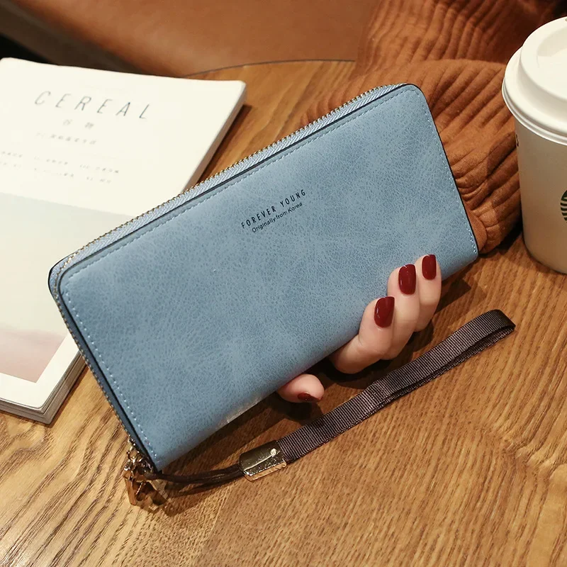 Women Long Wallet Casual Pu Leather Solid Multi-purpose Mobile Phone Bag Coin Card Purse Portable Handbag Female