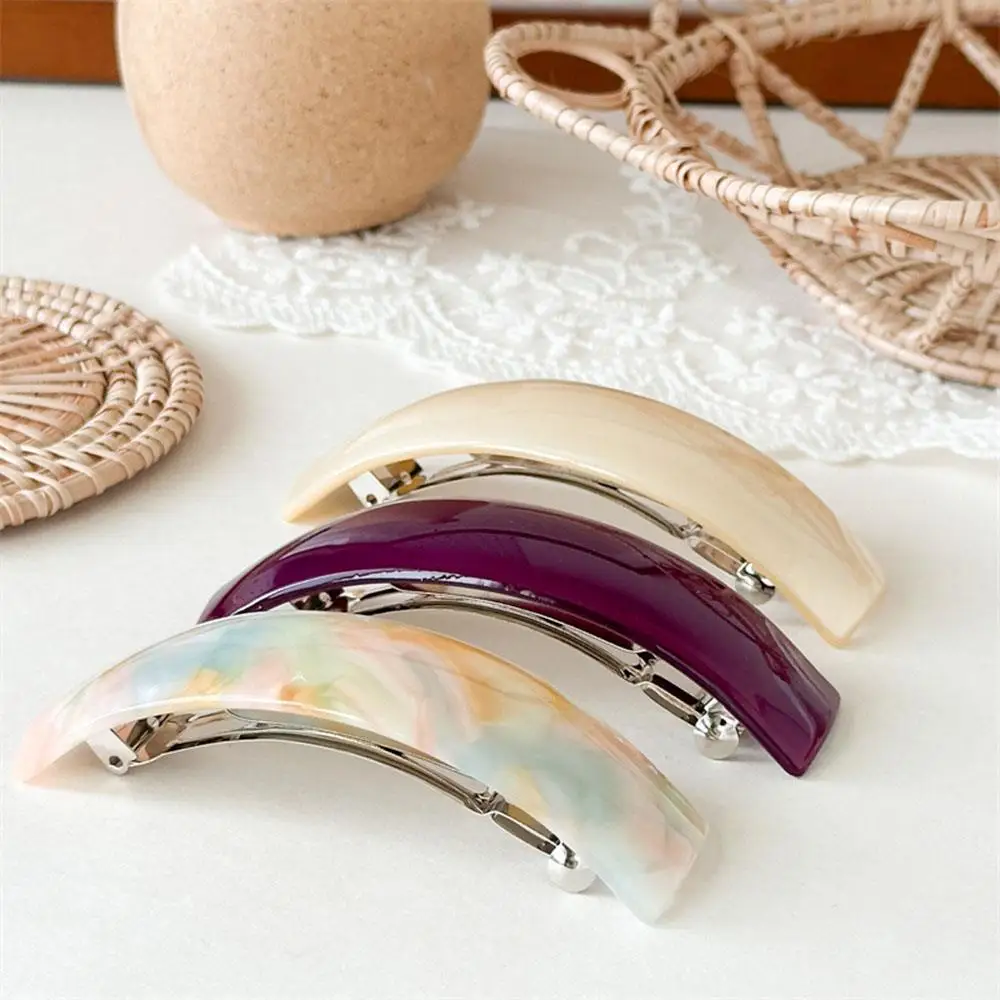 

Vintage One-Word Hairpin Simple Hairgrips Acetate Resin Hairpins Clips Women Solid Color Barrettes Bright Color Ponytail Clip
