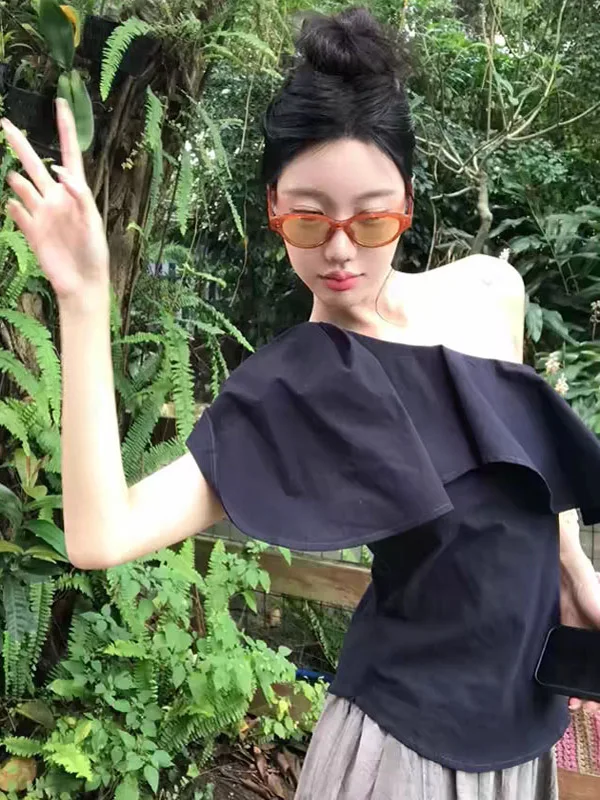 

Shoulder Bared Casual Elegant Two Piece Set Summer 2025 Fashion Versatile Gentle Style Long Pants Ensemble for Young Women