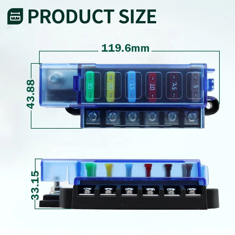 Blue Sea Auto Waterproof 6 Way Fuse Box ATC ATO ST Blade 12-32V DC Circuit Block With Transparent Cover for Car Marine Boat RV
